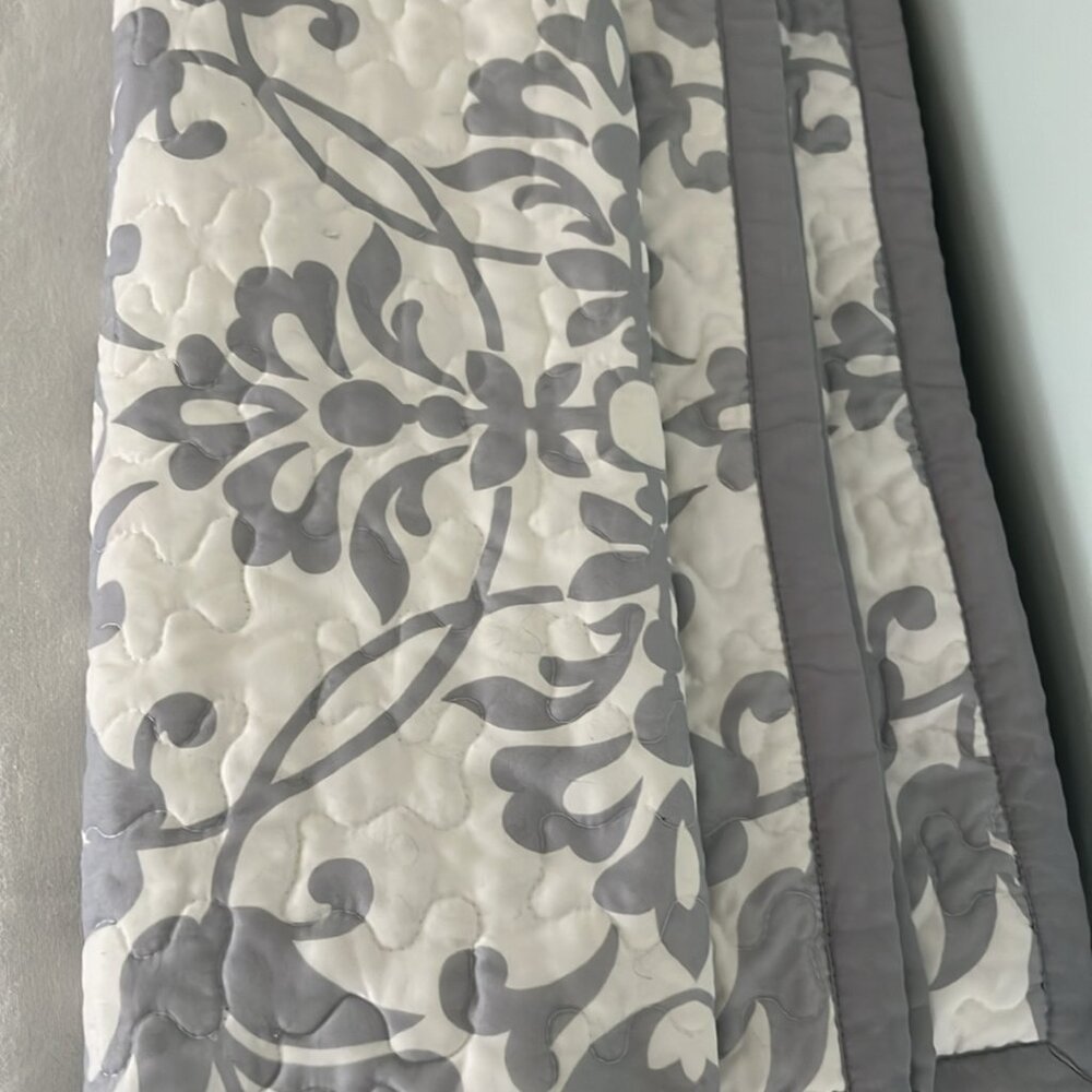 Set‎ of 2 Target King Size Pillow Shams (20" x 36") Gray & White Coquette Shabby